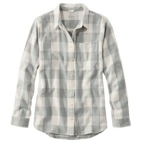 Women's L.L.Bean Organic Flannel Shirt, Plaid Grey